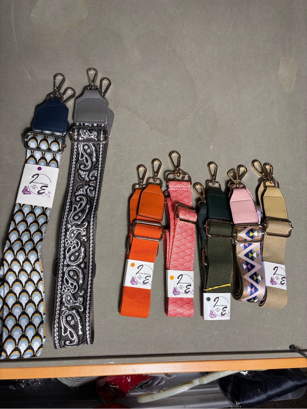 Adjustable Decorative Bag Strap in Orange, Pink, Green, Blue, Gray & Tan